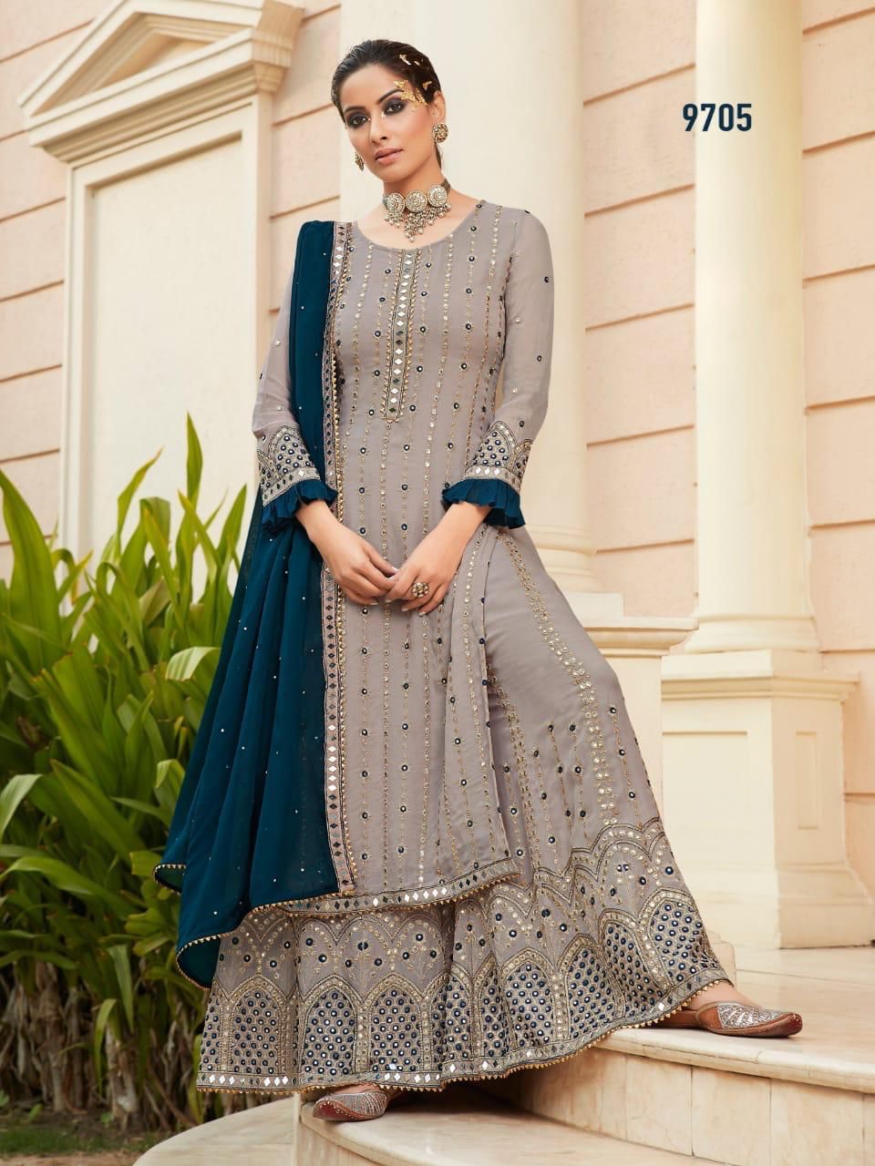 R Nazakat 9705 Heavy Festive Wear Wholesale Georgette Designer Suits